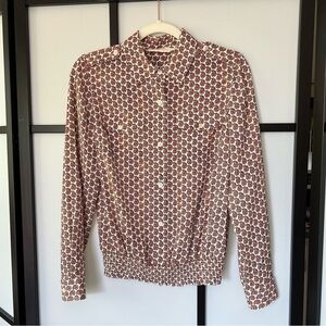 [4] Tory Burch 100% Silk Multicolour Printed Floral Button Up Long Sleeve Blouse
